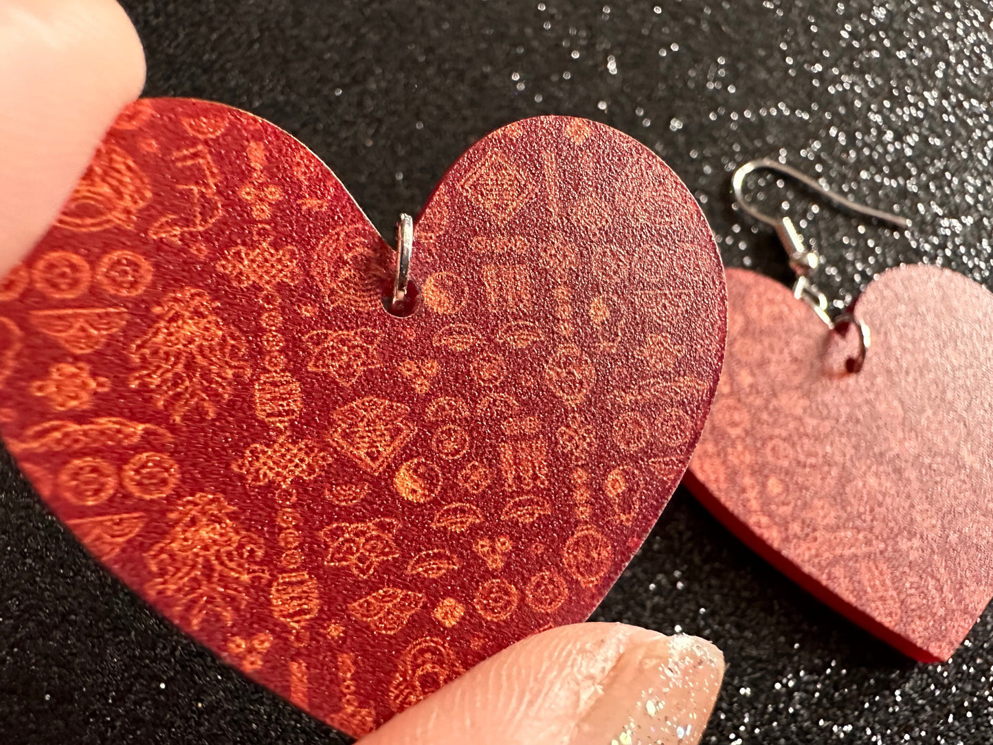 Lunar New Year Earrings: Laser Cut Acrylic Hearts, Asian Holiday, Eastern, Lanterns, Red Earrings, Chinese New Year, Gifts for Her/Him/Them