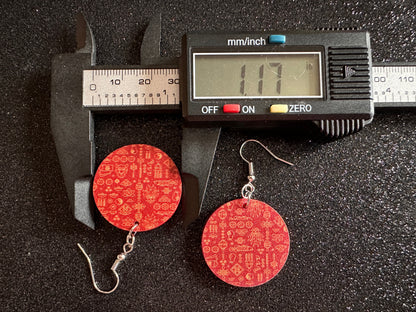 Lunar New Year Earrings: Laser Cut Acrylic Hearts, Asian Holiday, Eastern, Lanterns, Red Earrings, Chinese New Year, Gifts for Her/Him/Them