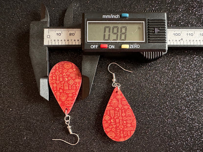 Lunar New Year Earrings: Laser Cut Acrylic Hearts, Asian Holiday, Eastern, Lanterns, Red Earrings, Chinese New Year, Gifts for Her/Him/Them