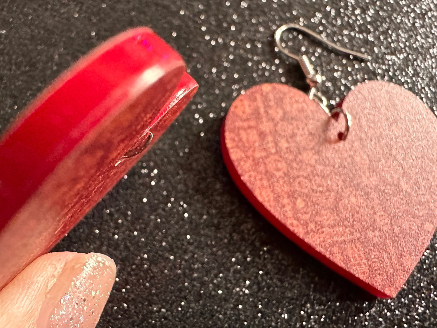 Lunar New Year Earrings: Laser Cut Acrylic Hearts, Asian Holiday, Eastern, Lanterns, Red Earrings, Chinese New Year, Gifts for Her/Him/Them