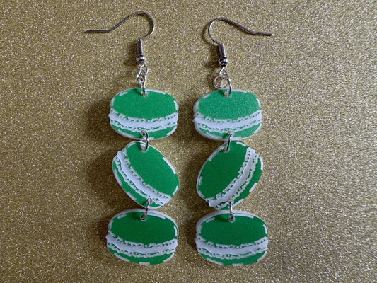 Macaron Earrings: Macaroons, Dessert, Green Food, French Macarons, Macaroon, Novelty Earrings, Costume Jewelry, Best Gifts for Her/Him/Them