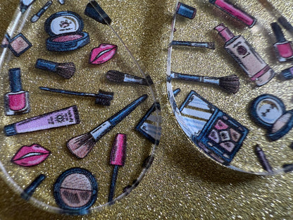 Makeup Earrings: Laser Cut Acrylic Makeup Collection, Mascara, Lipstick, Blush, Lashes, Beautician, Diva, Girl, Best Gifts for Her/Him/Them