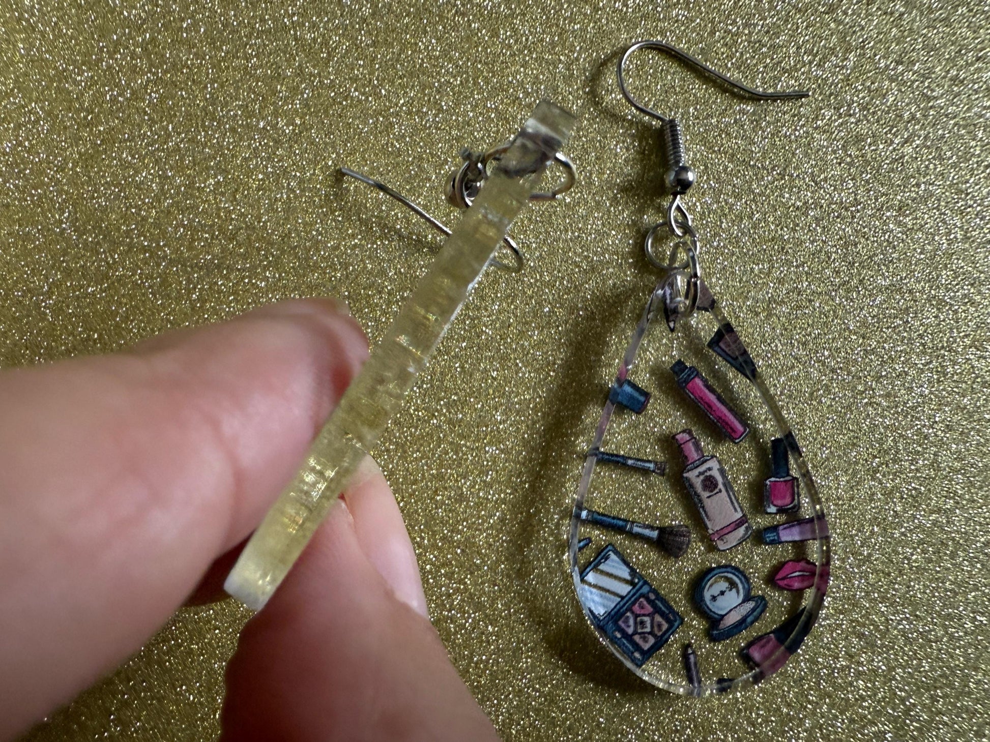 Makeup Earrings: Laser Cut Acrylic Makeup Collection, Mascara, Lipstick, Blush, Lashes, Beautician, Diva, Girl, Best Gifts for Her/Him/Them