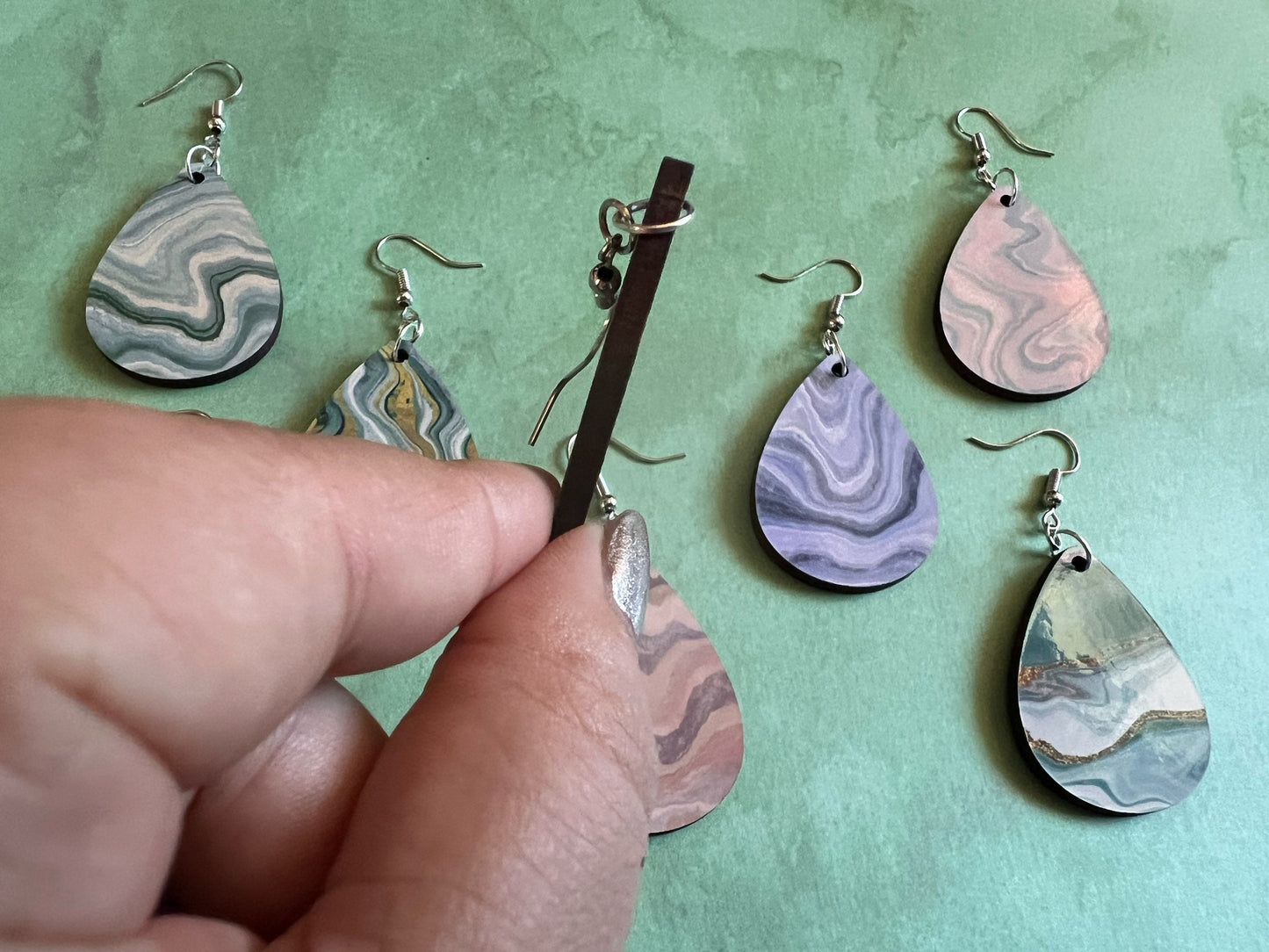 Marble Design Earrings: Acrylic Pour Earrings, Art, Natural Rocks, Geology, Sublimated, Best Gifts for Her/Him/Them