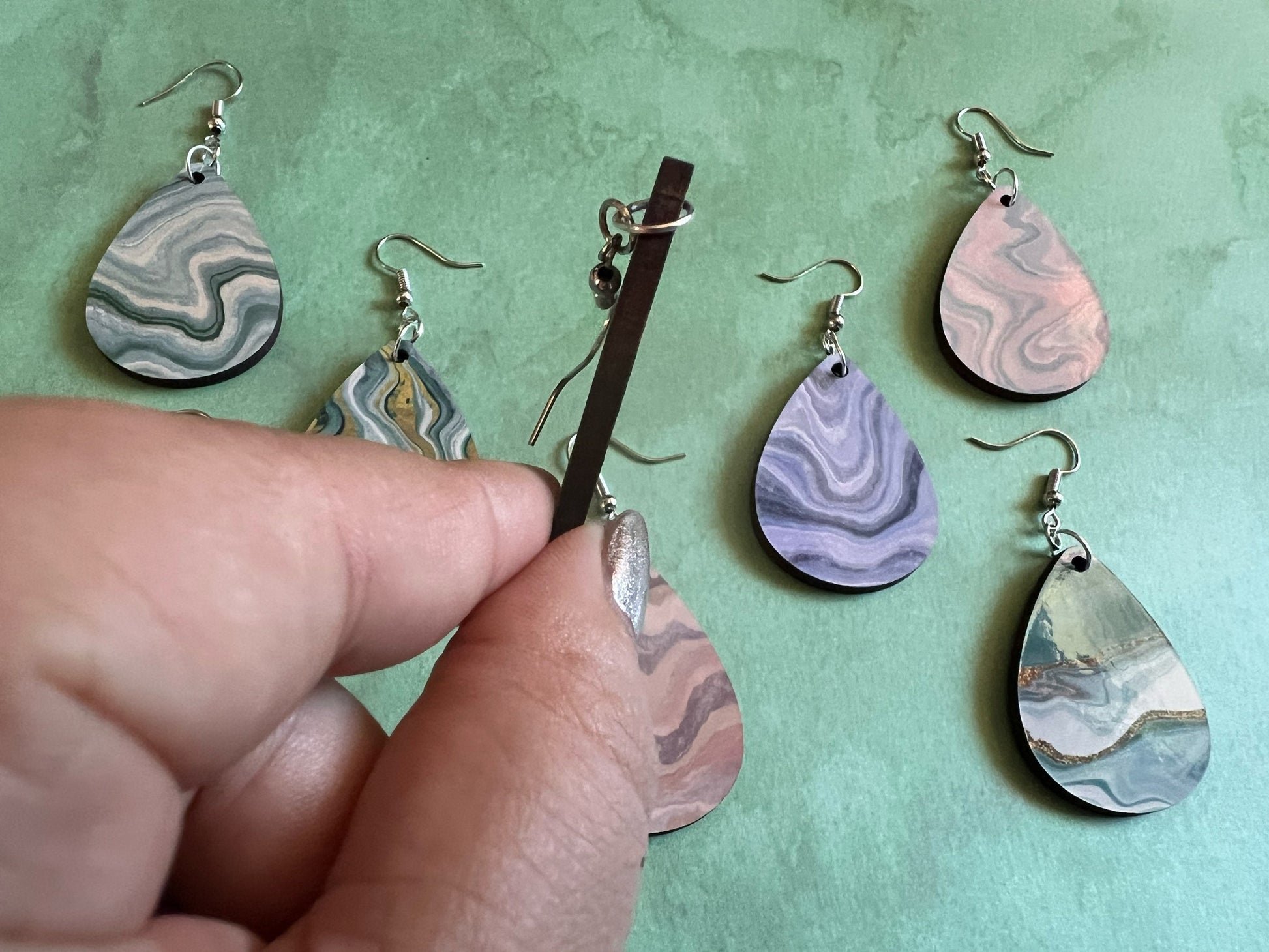 Marble Design Earrings: Acrylic Pour Earrings, Art, Natural Rocks, Geology, Sublimated, Best Gifts for Her/Him/Them