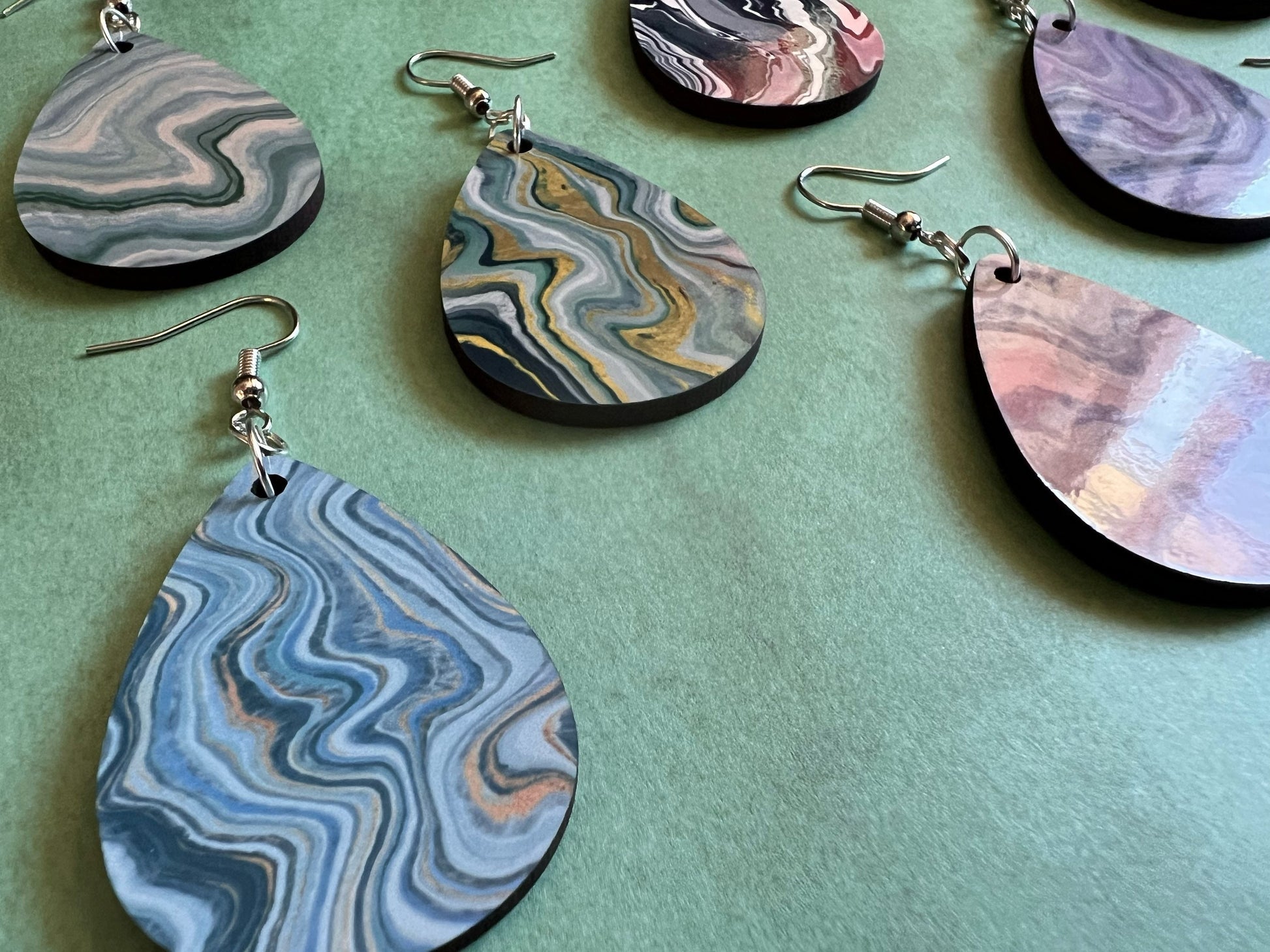 Marble Design Earrings: Acrylic Pour Earrings, Art, Natural Rocks, Geology, Sublimated, Best Gifts for Her/Him/Them