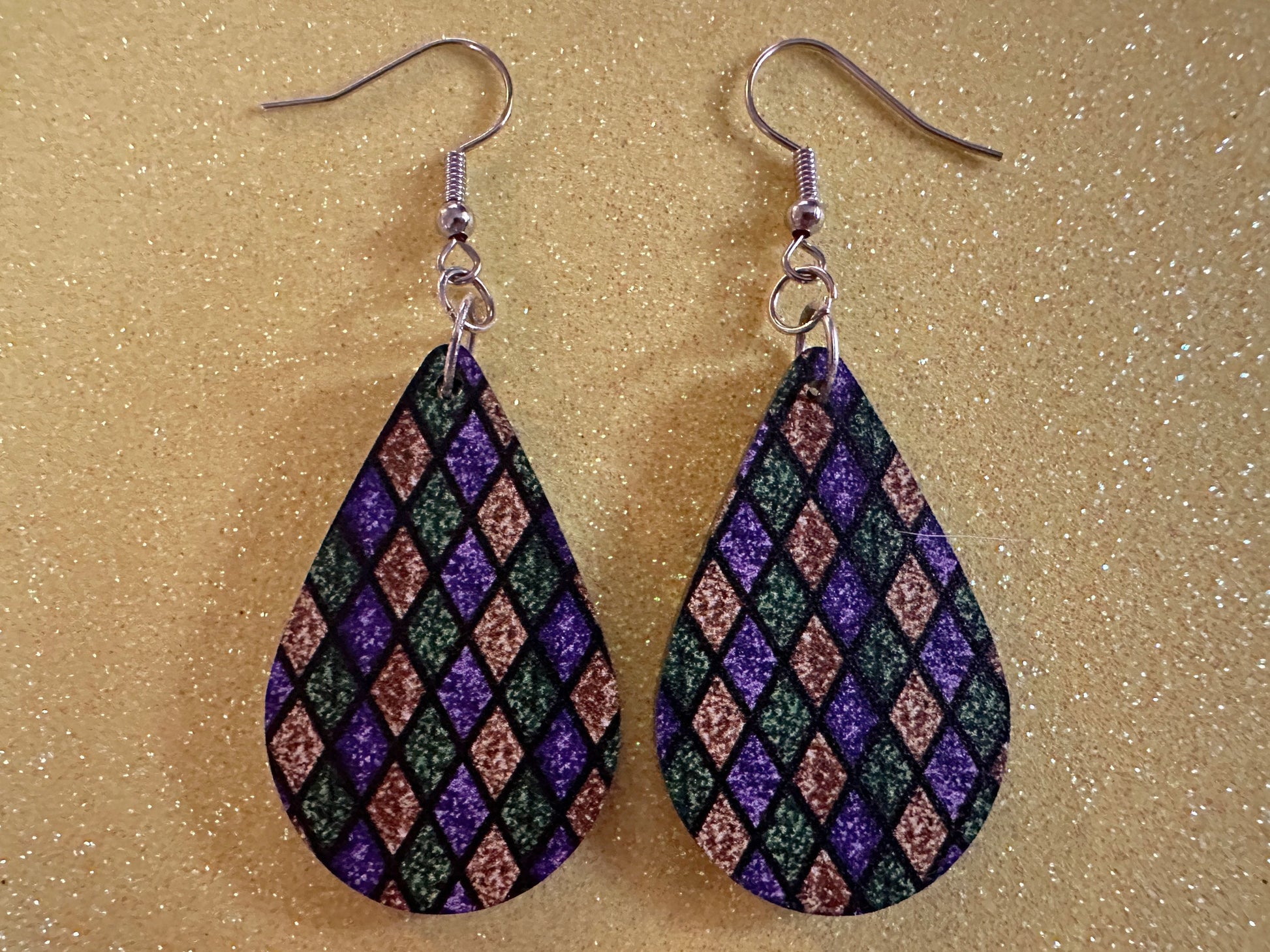 Mardi Gras Earrings: Laser Cut Acrylic Carnival Earrings, Purple, Gold, Green Earrings, New Orleans, Fleur-de-lis, Gifts for Her/Him/Them