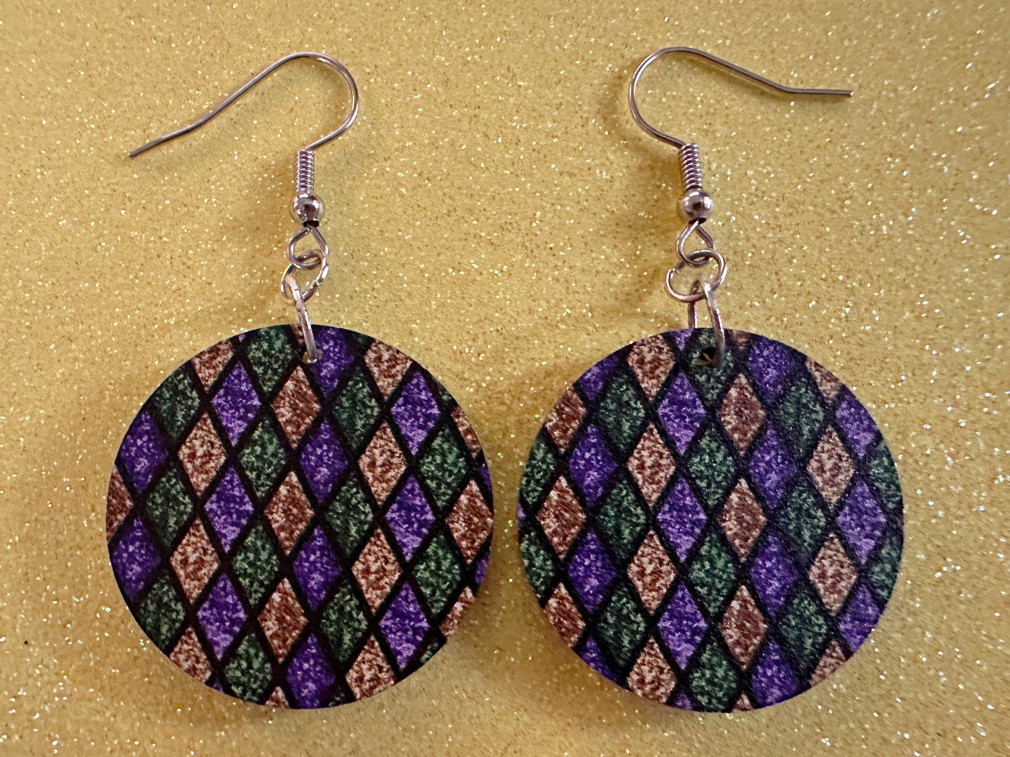 Mardi Gras Earrings: Laser Cut Acrylic Carnival Earrings, Purple, Gold, Green Earrings, New Orleans, Fleur-de-lis, Gifts for Her/Him/Them
