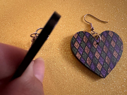 Mardi Gras Earrings: Laser Cut Acrylic Carnival Earrings, Purple, Gold, Green Earrings, New Orleans, Fleur-de-lis, Gifts for Her/Him/Them