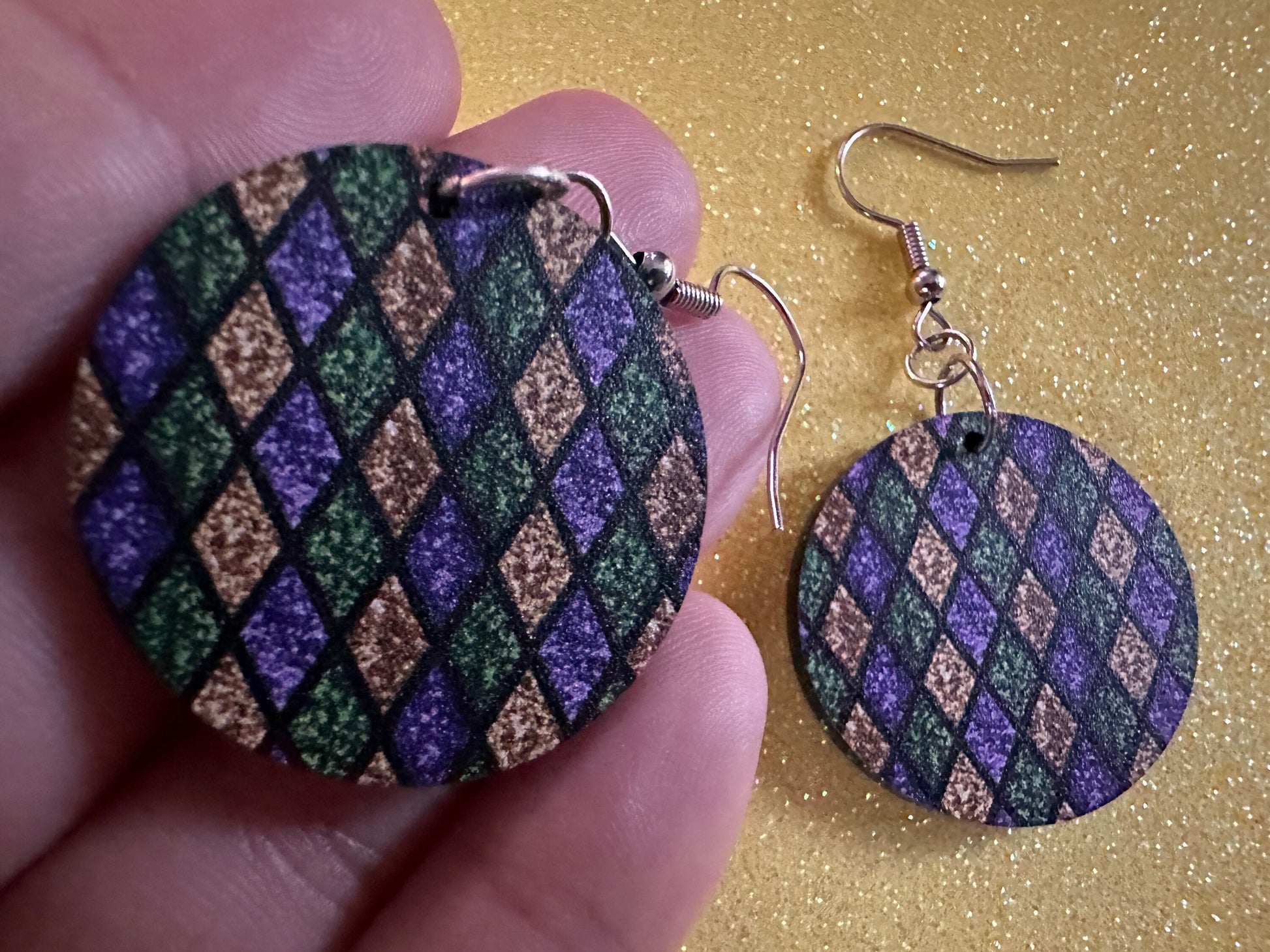 Mardi Gras Earrings: Laser Cut Acrylic Carnival Earrings, Purple, Gold, Green Earrings, New Orleans, Fleur-de-lis, Gifts for Her/Him/Them