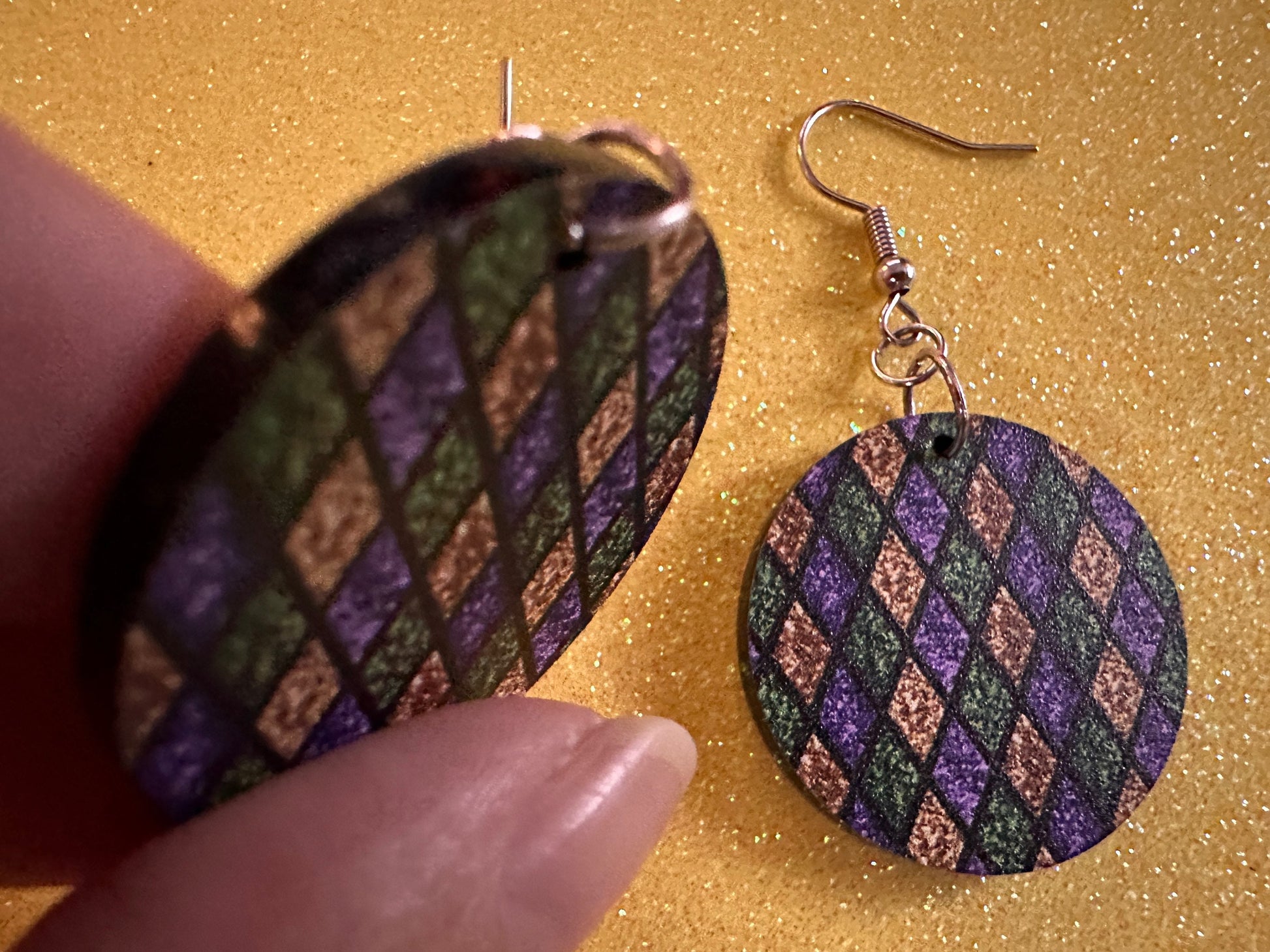 Mardi Gras Earrings: Laser Cut Acrylic Carnival Earrings, Purple, Gold, Green Earrings, New Orleans, Fleur-de-lis, Gifts for Her/Him/Them