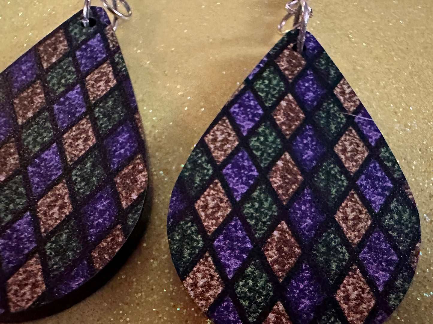 Mardi Gras Earrings: Laser Cut Acrylic Carnival Earrings, Purple, Gold, Green Earrings, New Orleans, Fleur-de-lis, Gifts for Her/Him/Them