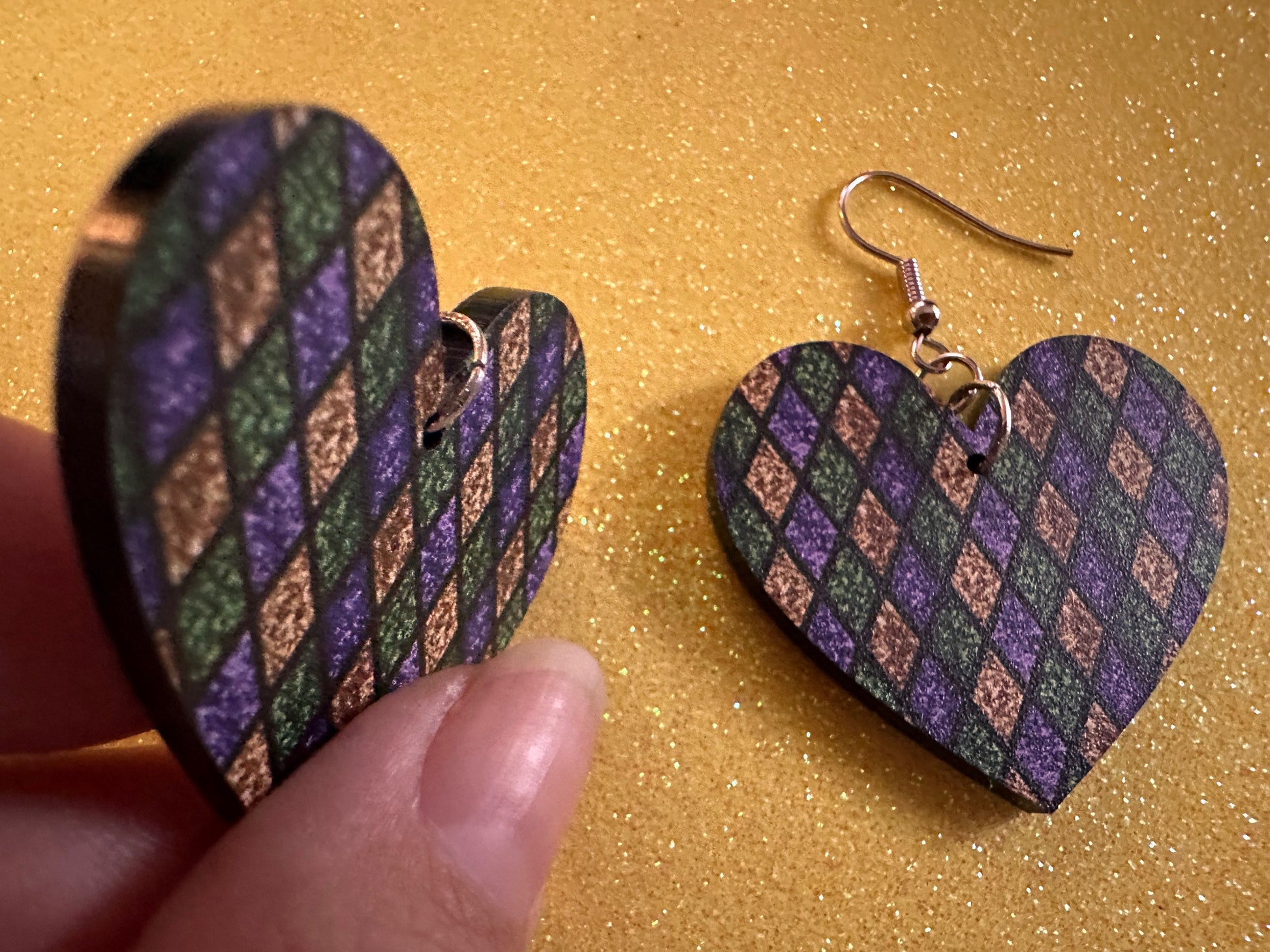 Mardi Gras Earrings: Laser Cut Acrylic Carnival Earrings, Purple, Gold, Green Earrings, New Orleans, Fleur-de-lis, Gifts for Her/Him/Them