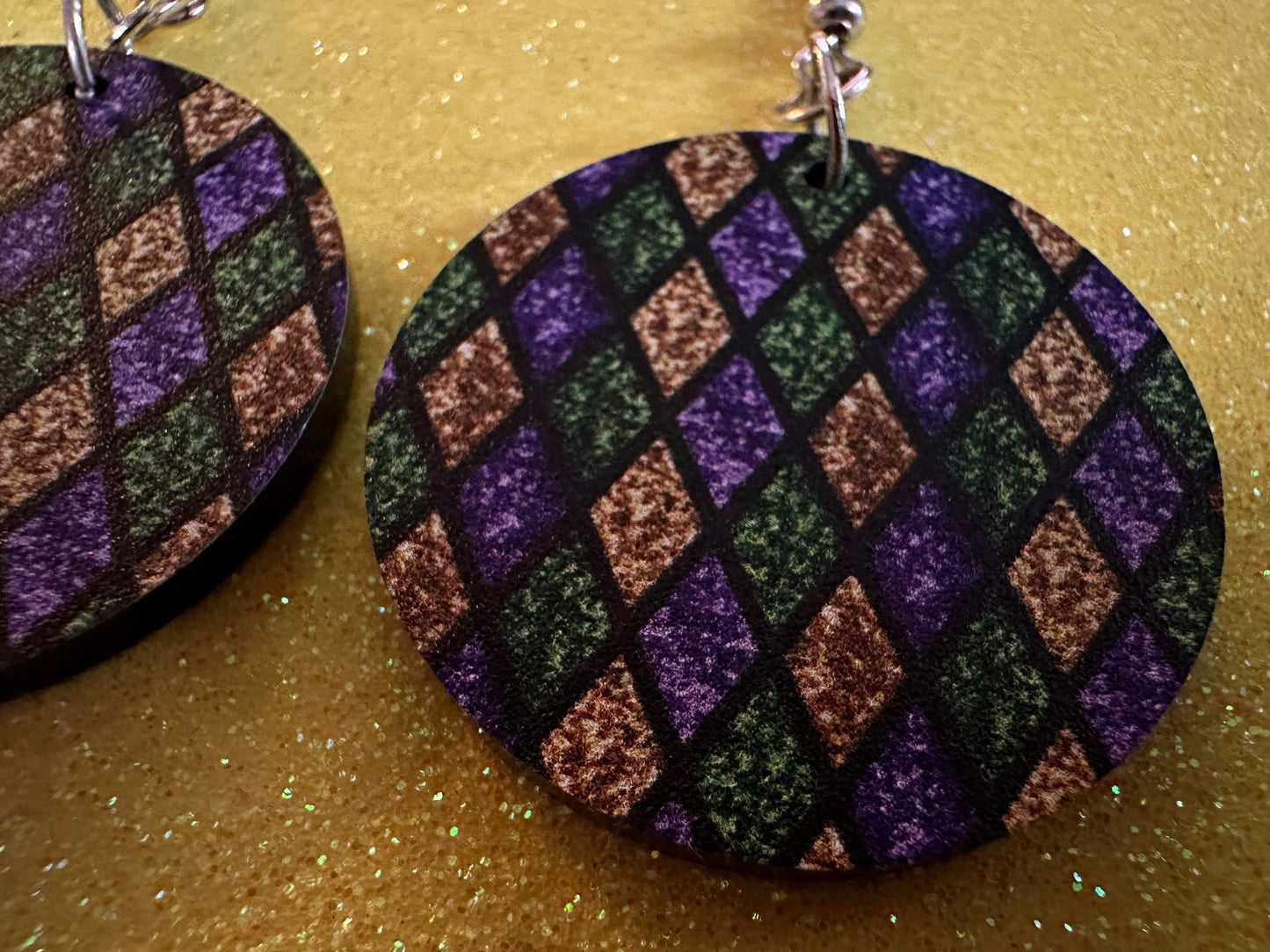 Mardi Gras Earrings: Laser Cut Acrylic Carnival Earrings, Purple, Gold, Green Earrings, New Orleans, Fleur-de-lis, Gifts for Her/Him/Them