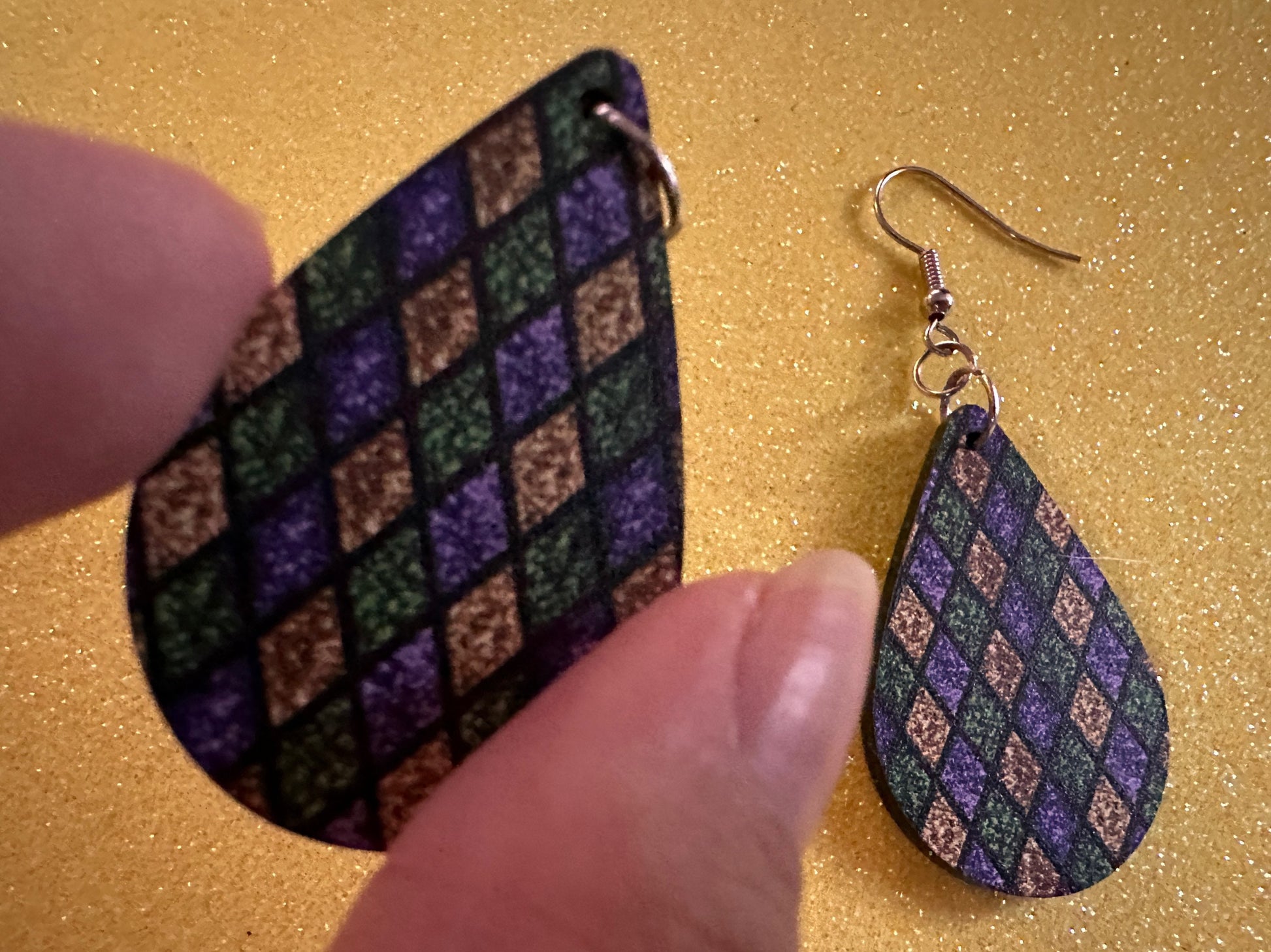 Mardi Gras Earrings: Laser Cut Acrylic Carnival Earrings, Purple, Gold, Green Earrings, New Orleans, Fleur-de-lis, Gifts for Her/Him/Them