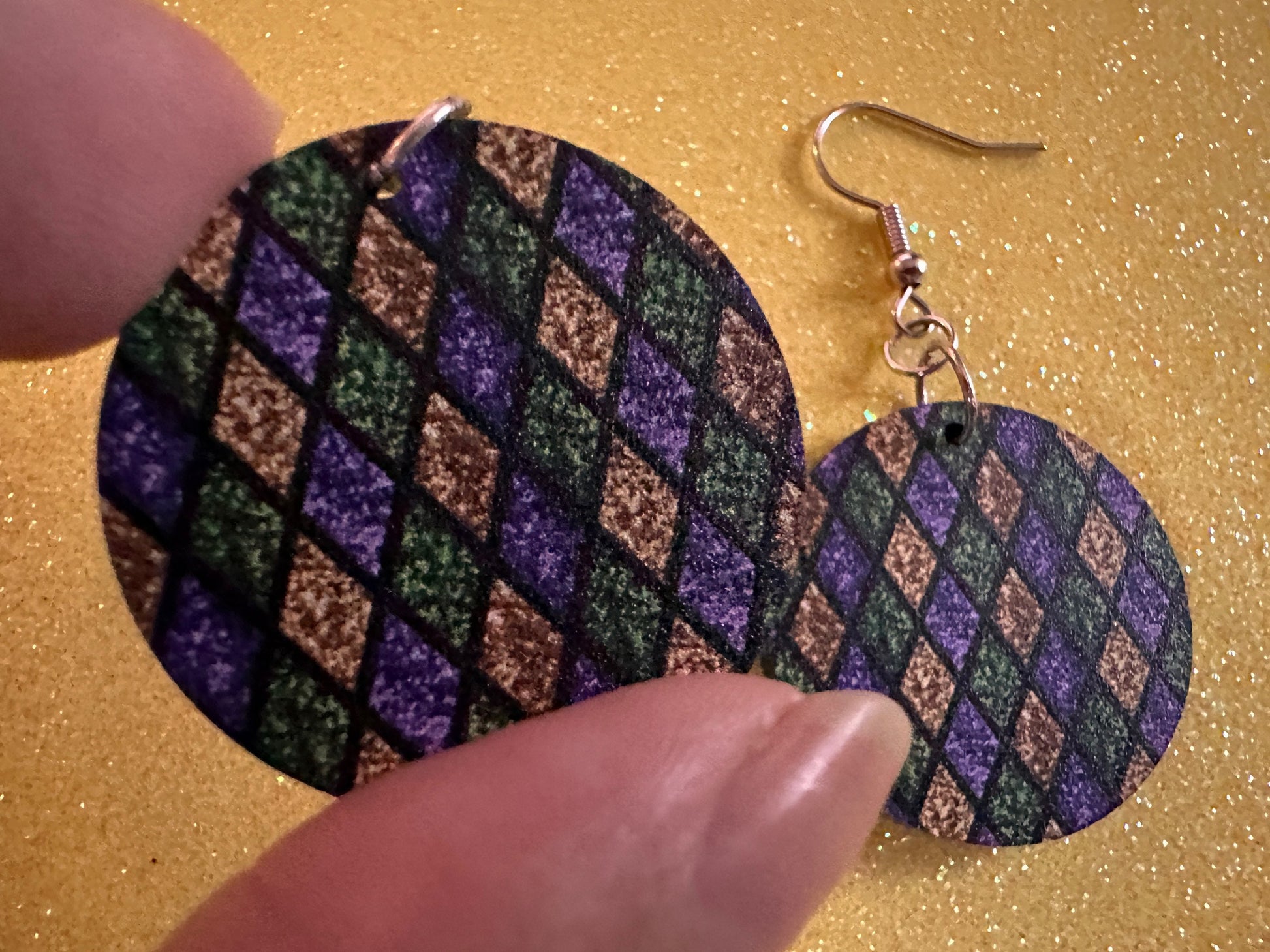 Mardi Gras Earrings: Laser Cut Acrylic Carnival Earrings, Purple, Gold, Green Earrings, New Orleans, Fleur-de-lis, Gifts for Her/Him/Them