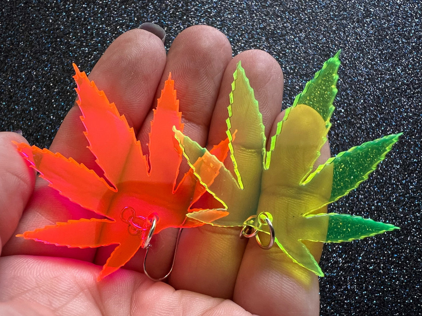 Marijuana Leaf Earrings: Laser Cut Acrylic Weed Leaves, Green Earrings, Plants, 420, Pot, Gag Gift, Novelty, Best Gifts for Her/Him/Them