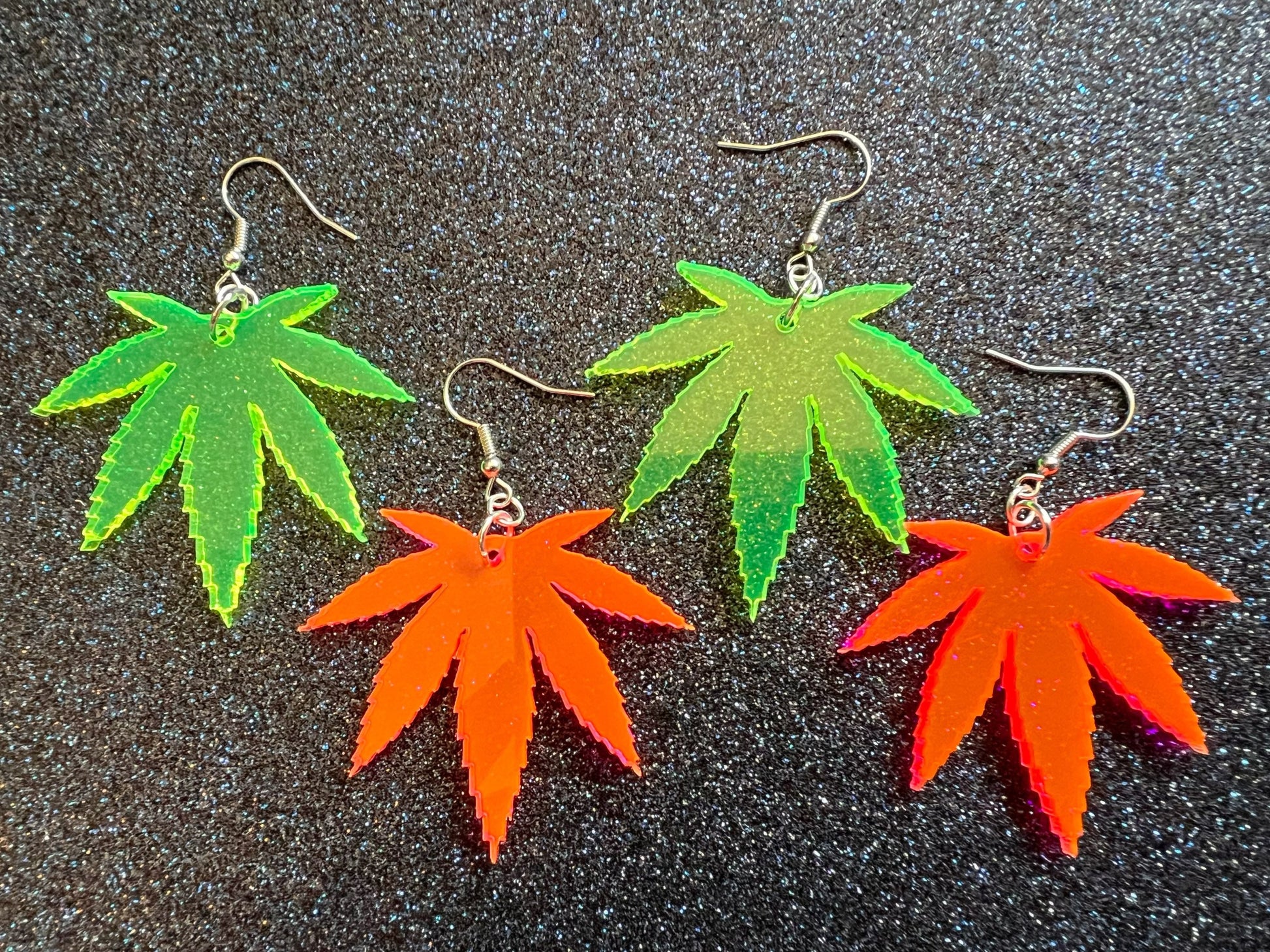 Marijuana Leaf Earrings: Laser Cut Acrylic Weed Leaves, Green Earrings, Plants, 420, Pot, Gag Gift, Novelty, Best Gifts for Her/Him/Them