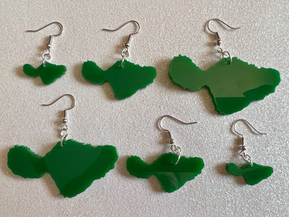 Maui Earrings: Laser Cut Acrylic Hawaiian Island, Hawaii, Aloha, Gifts for Her/Him/Them