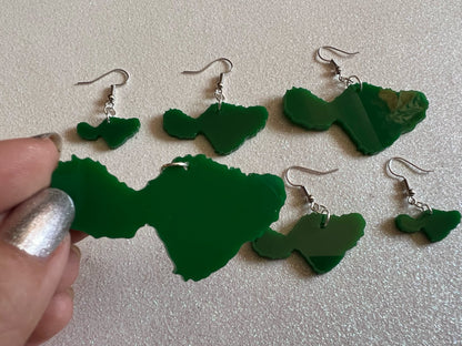 Maui Earrings: Laser Cut Acrylic Hawaiian Island, Hawaii, Aloha, Gifts for Her/Him/Them