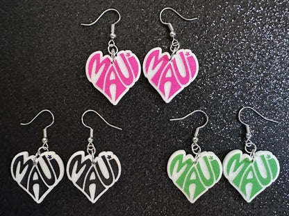 Maui Earrings: Laser Cut Acrylic Maui Earrings, Maui Strong, Lahaina Fire, Good Cause Earrings, Hawaii, Aloha, Best Gifts for Her/Him/Them