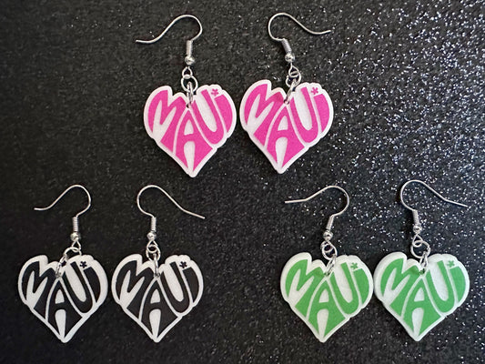 Maui Earrings: Laser Cut Acrylic Maui Earrings, Maui Strong, Lahaina Fire, Good Cause Earrings, Hawaii, Aloha, Best Gifts for Her/Him/Them