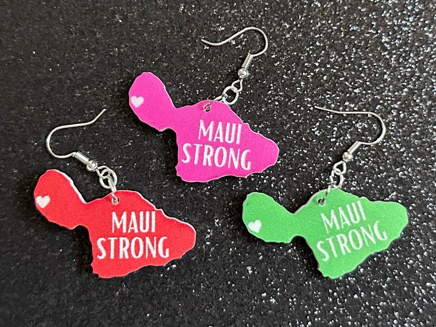 Maui Earrings: Laser Cut Acrylic Maui Earrings, Maui Strong, Lahaina Fire, Good Cause Earrings, Hawaii, Aloha, Best Gifts for Her/Him/Them