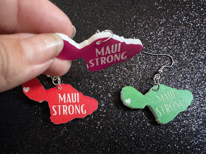 Maui Earrings: Laser Cut Acrylic Maui Earrings, Maui Strong, Lahaina Fire, Good Cause Earrings, Hawaii, Aloha, Best Gifts for Her/Him/Them