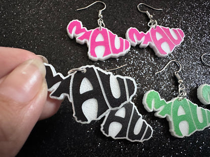 Maui Earrings: Laser Cut Acrylic Maui Earrings, Maui Strong, Lahaina Fire, Good Cause Earrings, Hawaii, Aloha, Best Gifts for Her/Him/Them