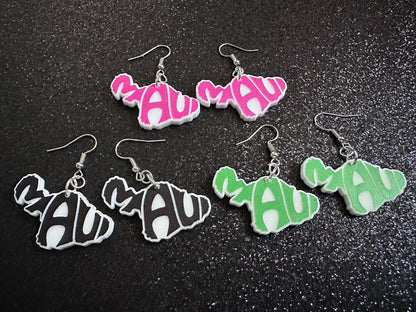 Maui Earrings: Laser Cut Acrylic Maui Earrings, Maui Strong, Lahaina Fire, Good Cause Earrings, Hawaii, Aloha, Best Gifts for Her/Him/Them