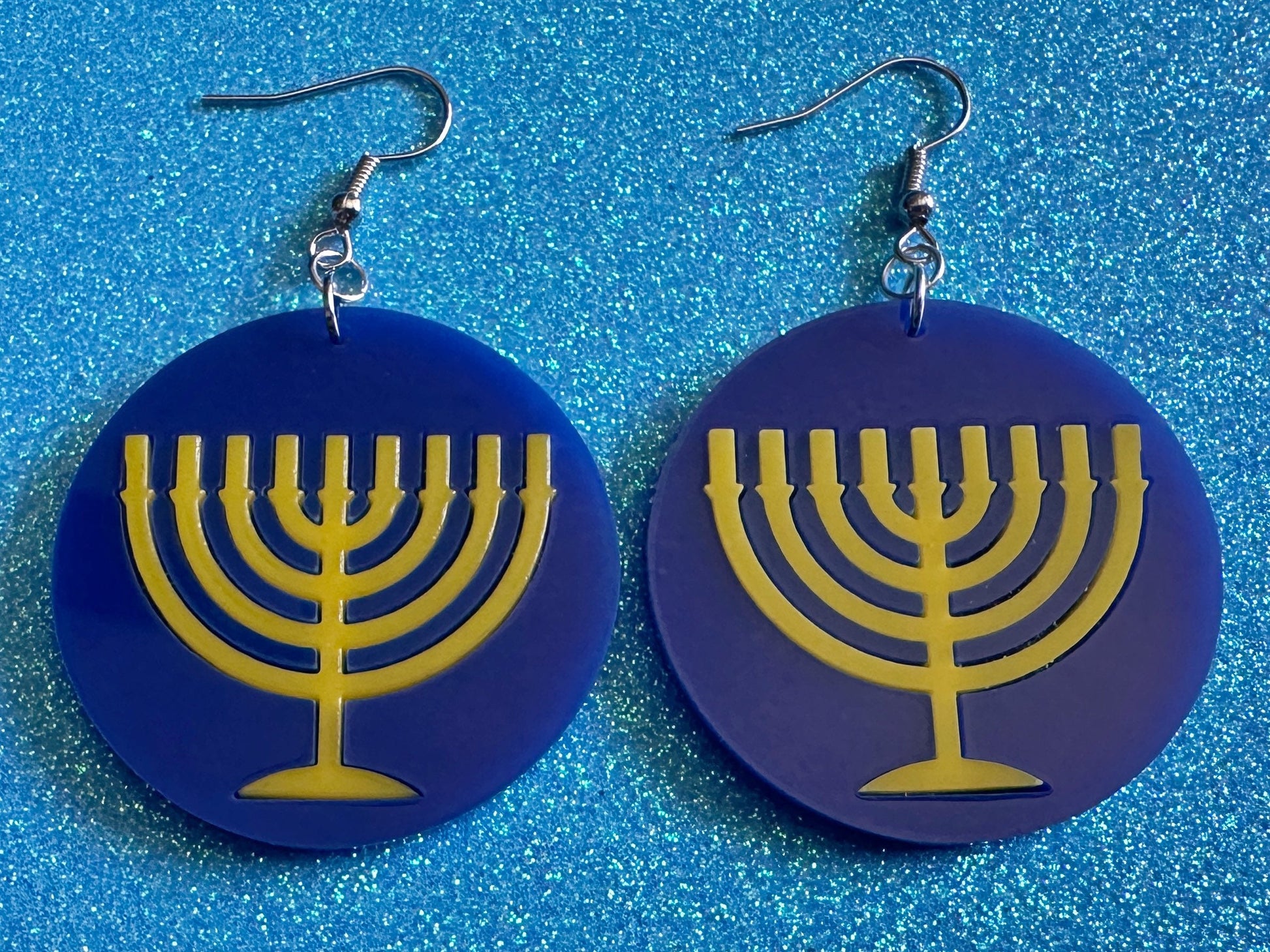 Menorah Earrings: Laser Cut Acrylic Menorahs, Hanukkah, Jewish Celebration, Israel, Candles, Holiday, Festive, Gifts for Her/Him/Them