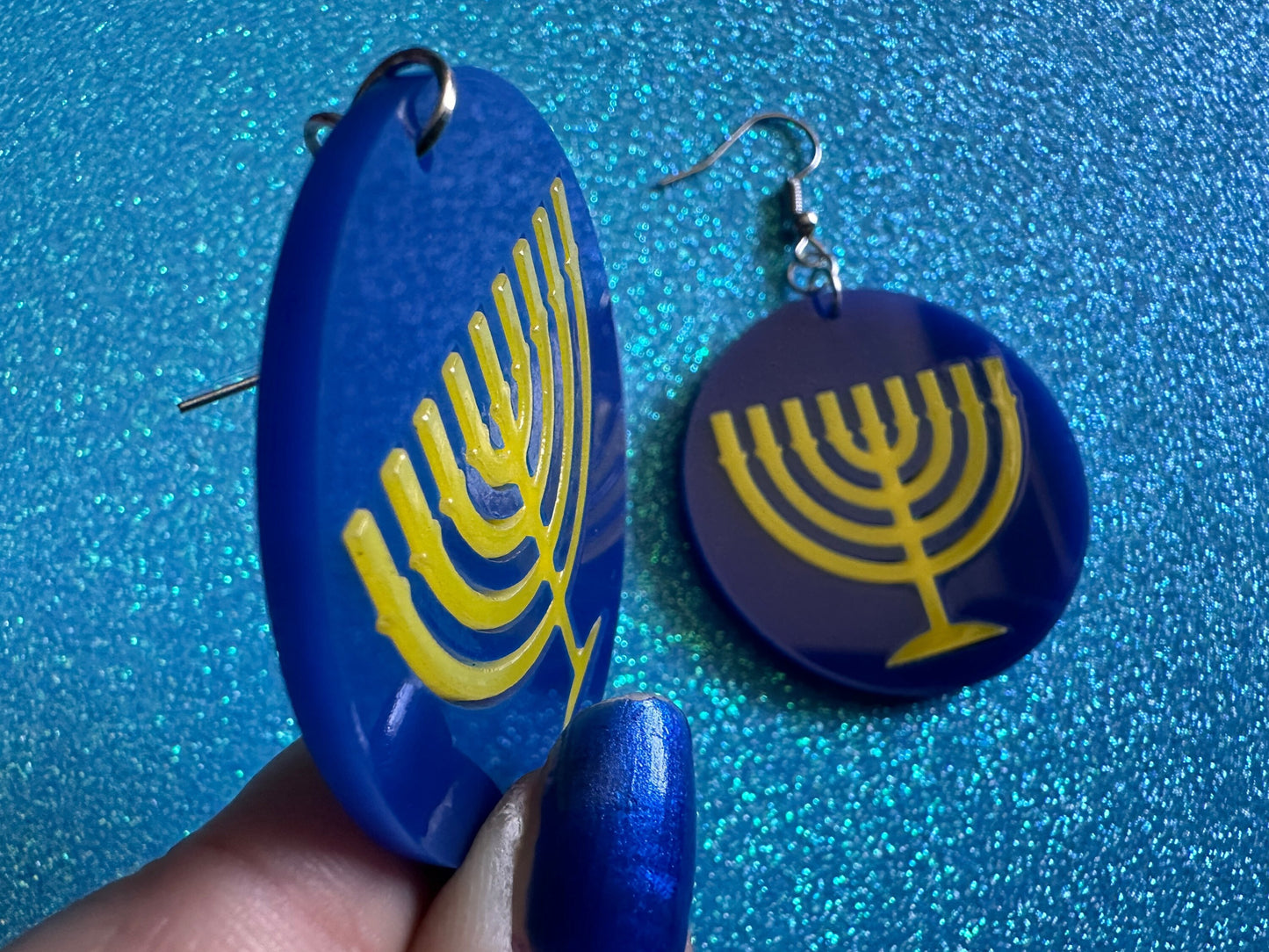 Menorah Earrings: Laser Cut Acrylic Menorahs, Hanukkah, Jewish Celebration, Israel, Candles, Holiday, Festive, Gifts for Her/Him/Them