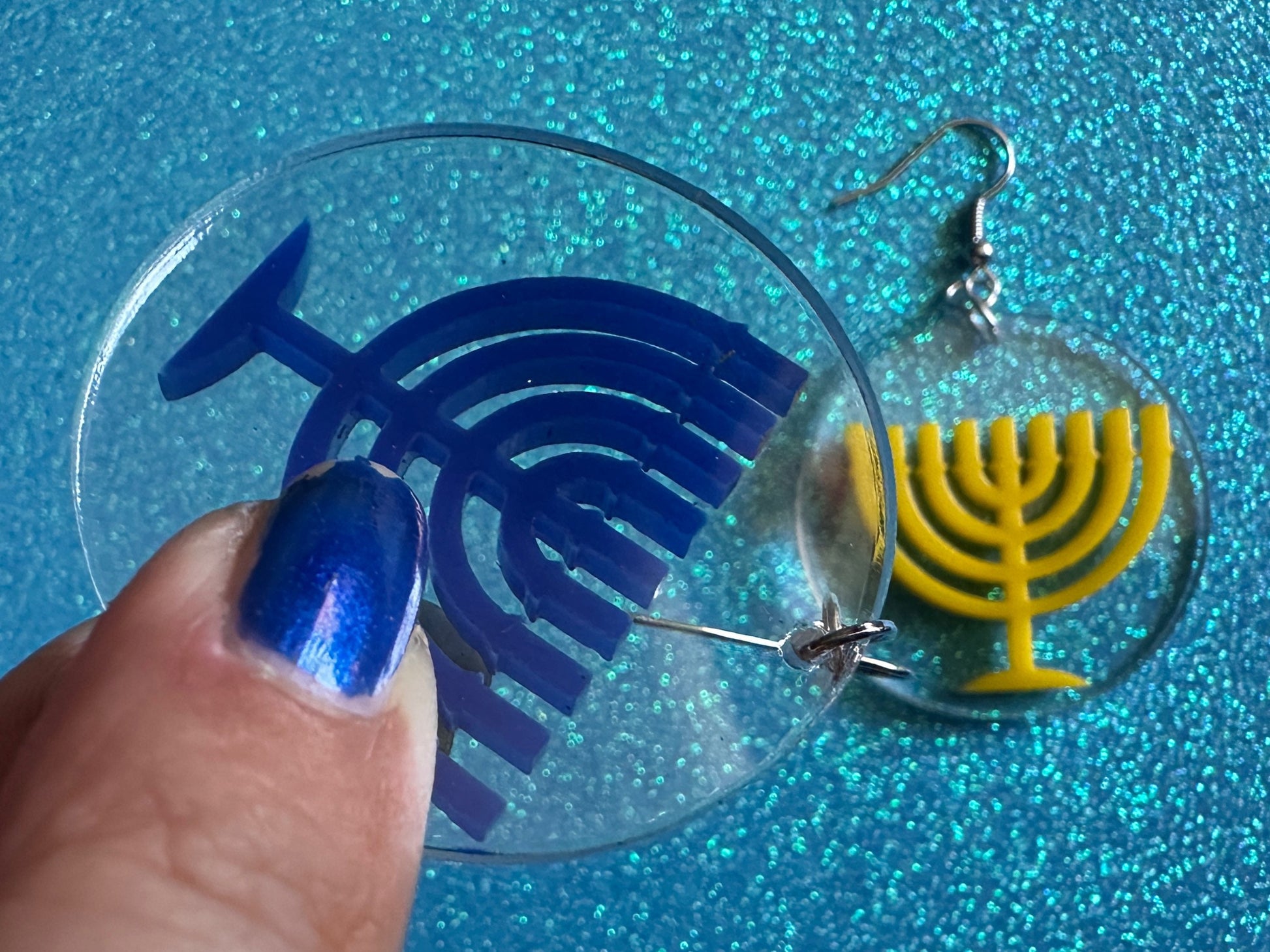 Menorah Earrings: Laser Cut Acrylic Menorahs, Hanukkah, Jewish Celebration, Israel, Candles, Holiday, Festive, Gifts for Her/Him/Them