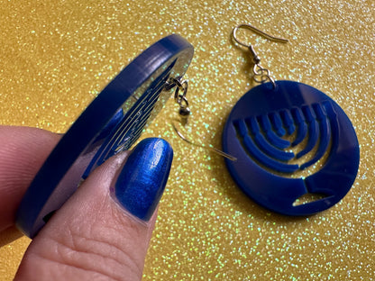 Menorah Earrings: Laser Cut Acrylic Menorahs, Hanukkah, Jewish Celebration, Israel, Candles, Holiday, Festive, Gifts for Her/Him/Them