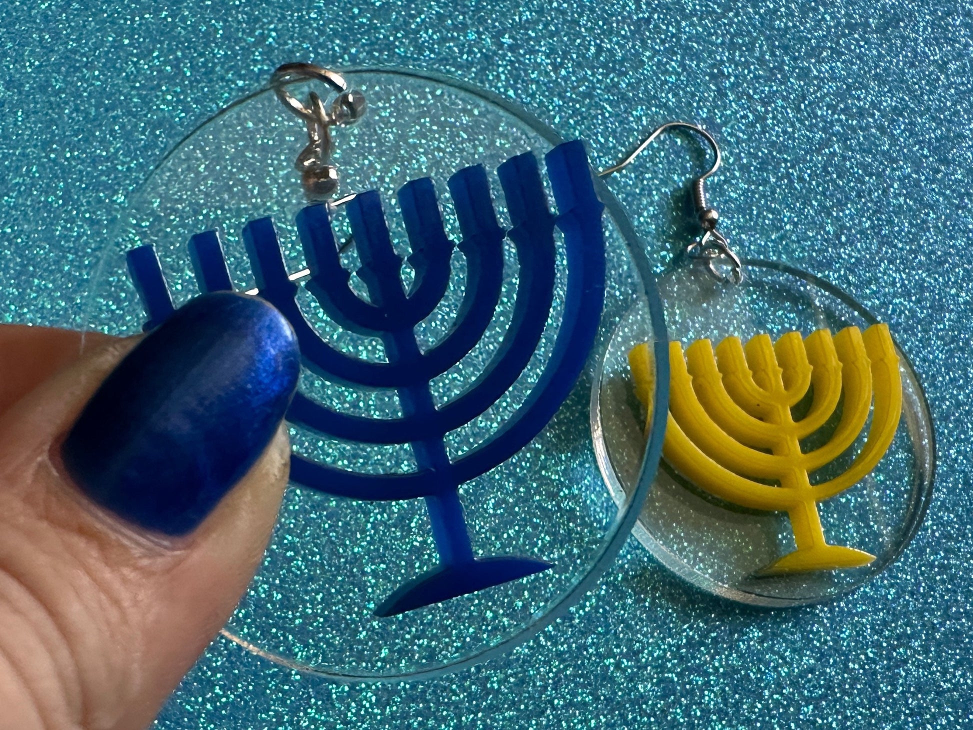 Menorah Earrings: Laser Cut Acrylic Menorahs, Hanukkah, Jewish Celebration, Israel, Candles, Holiday, Festive, Gifts for Her/Him/Them