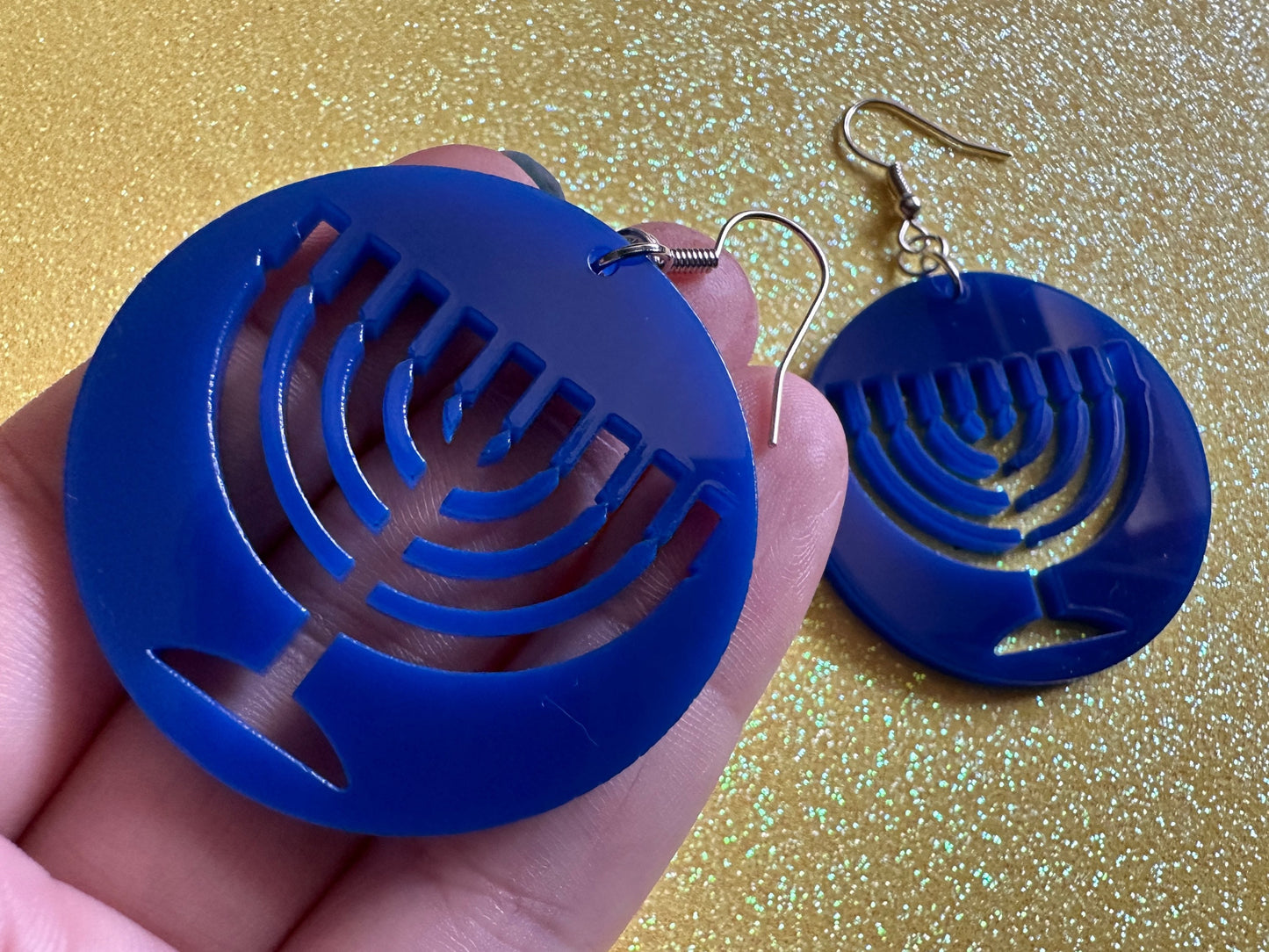 Menorah Earrings: Laser Cut Acrylic Menorahs, Hanukkah, Jewish Celebration, Israel, Candles, Holiday, Festive, Gifts for Her/Him/Them