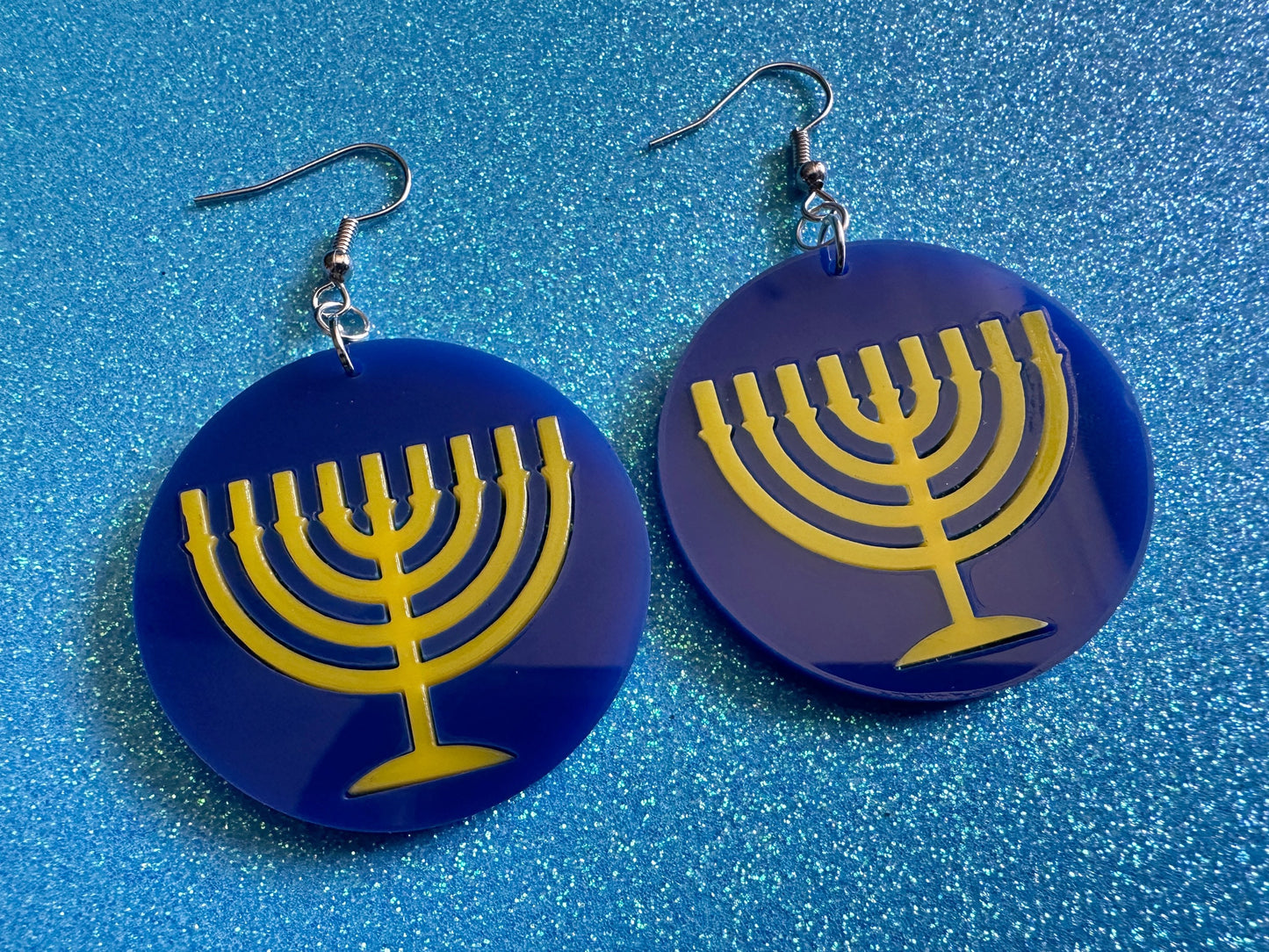 Menorah Earrings: Laser Cut Acrylic Menorahs, Hanukkah, Jewish Celebration, Israel, Candles, Holiday, Festive, Gifts for Her/Him/Them