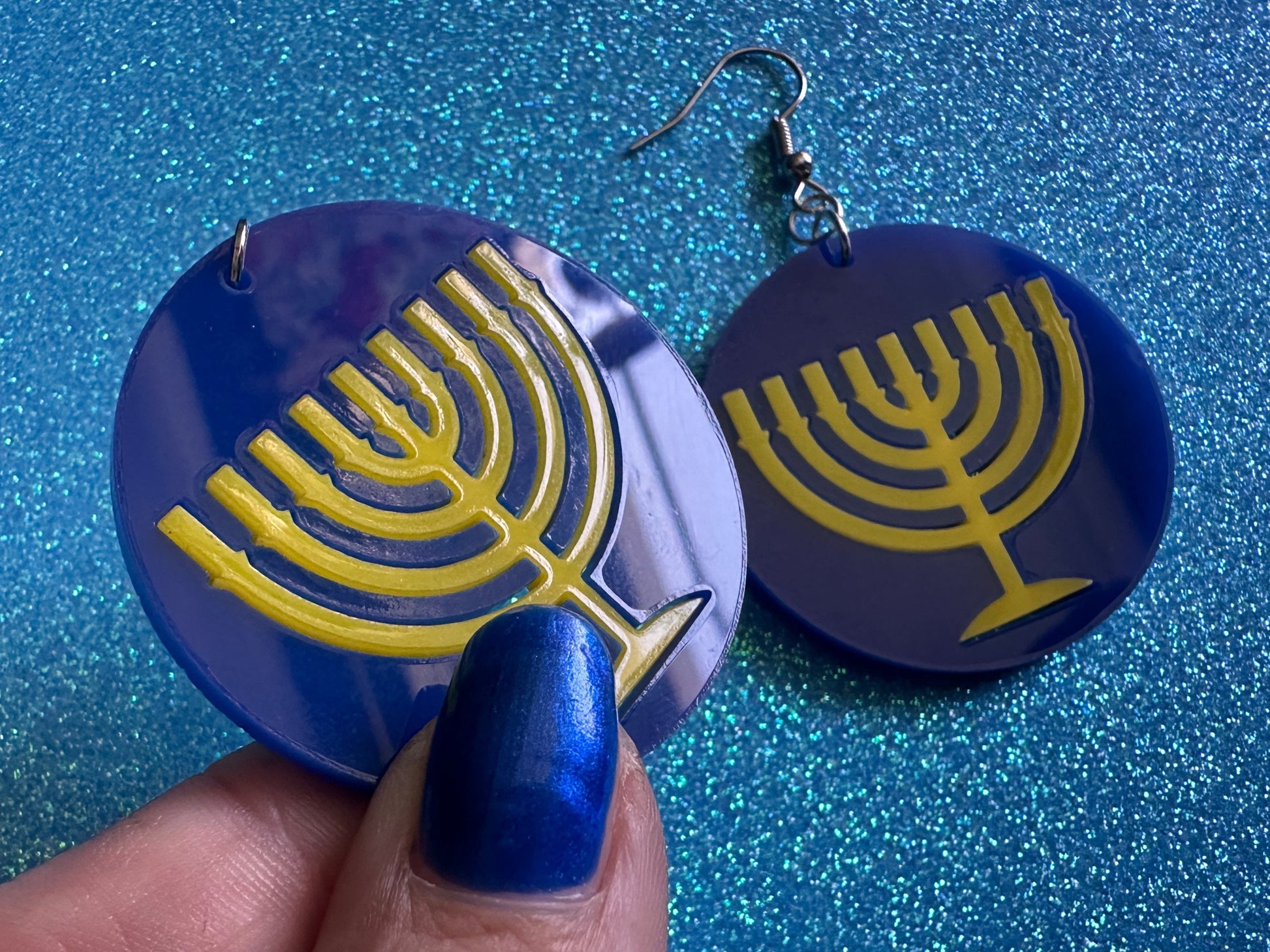 Menorah Earrings: Laser Cut Acrylic Menorahs, Hanukkah, Jewish Celebration, Israel, Candles, Holiday, Festive, Gifts for Her/Him/Them