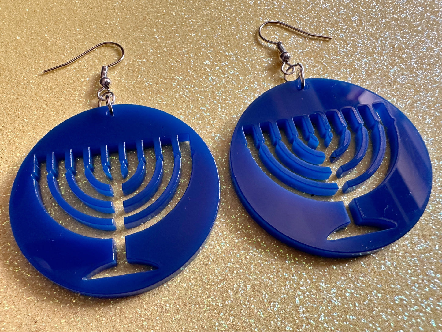 Menorah Earrings: Laser Cut Acrylic Menorahs, Hanukkah, Jewish Celebration, Israel, Candles, Holiday, Festive, Gifts for Her/Him/Them