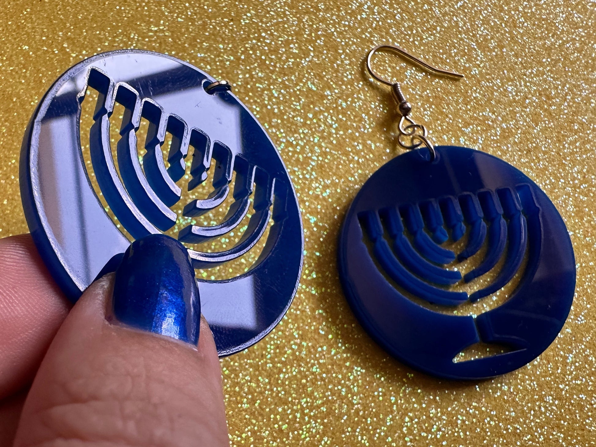 Menorah Earrings: Laser Cut Acrylic Menorahs, Hanukkah, Jewish Celebration, Israel, Candles, Holiday, Festive, Gifts for Her/Him/Them