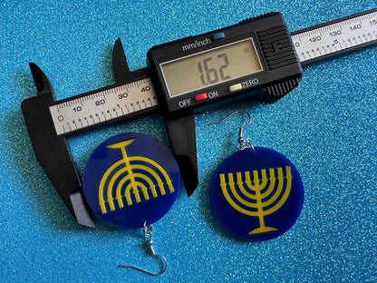Menorah Earrings: Laser Cut Acrylic Menorahs, Hanukkah, Jewish Celebration, Israel, Candles, Holiday, Festive, Gifts for Her/Him/Them