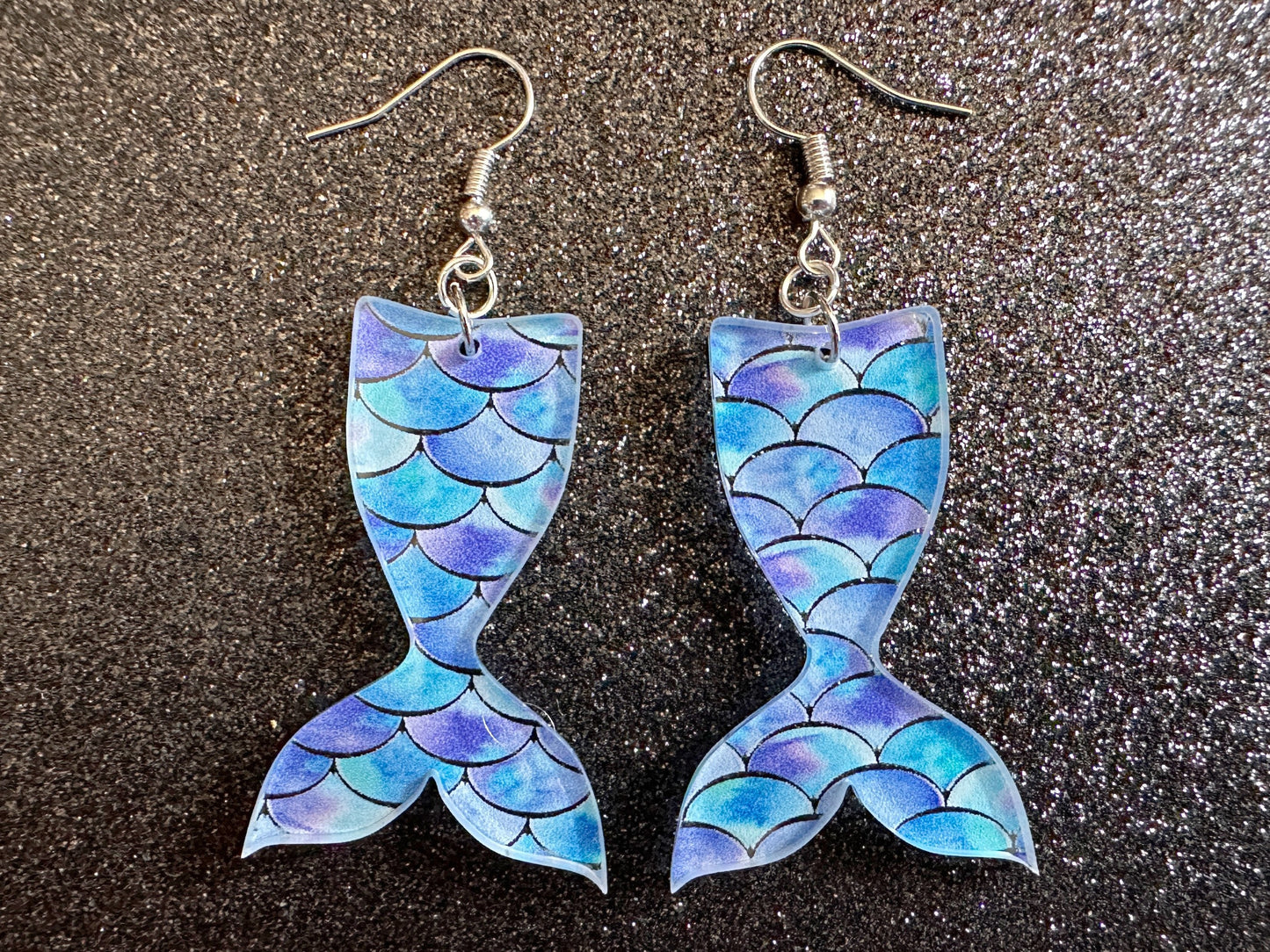 Mermaid Tail Earrings: Lase Cut Acrylic Mermaid Tails, Mermaid Scales, Mermaids, Ocean, Aquatic, Magic, Novelty, Best Gifts for Her/Him/Them