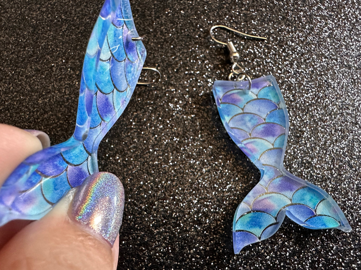 Mermaid Tail Earrings: Lase Cut Acrylic Mermaid Tails, Mermaid Scales, Mermaids, Ocean, Aquatic, Magic, Novelty, Best Gifts for Her/Him/Them