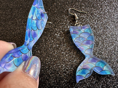 Mermaid Tail Earrings: Lase Cut Acrylic Mermaid Tails, Mermaid Scales, Mermaids, Ocean, Aquatic, Magic, Novelty, Best Gifts for Her/Him/Them