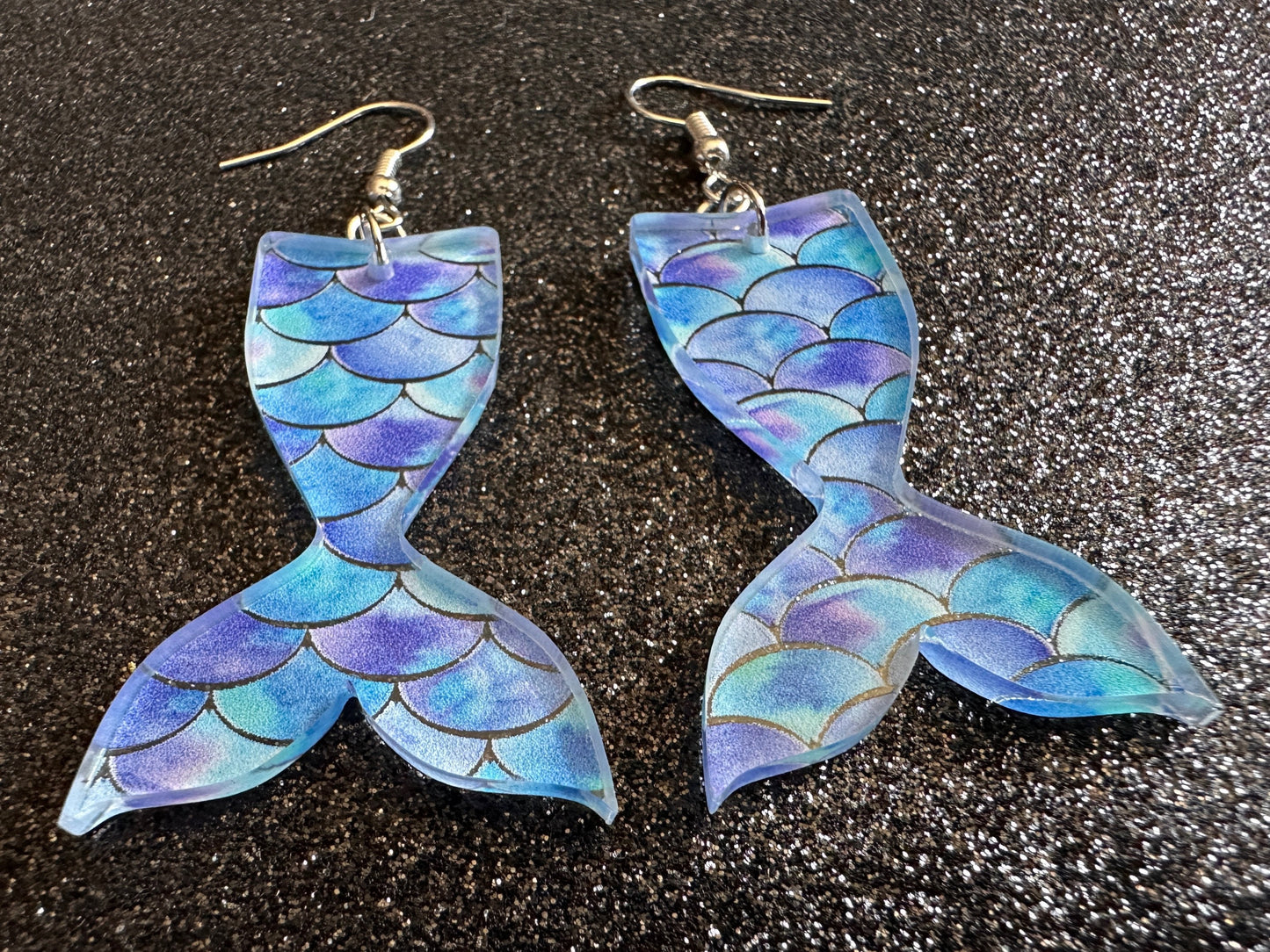 Mermaid Tail Earrings: Lase Cut Acrylic Mermaid Tails, Mermaid Scales, Mermaids, Ocean, Aquatic, Magic, Novelty, Best Gifts for Her/Him/Them