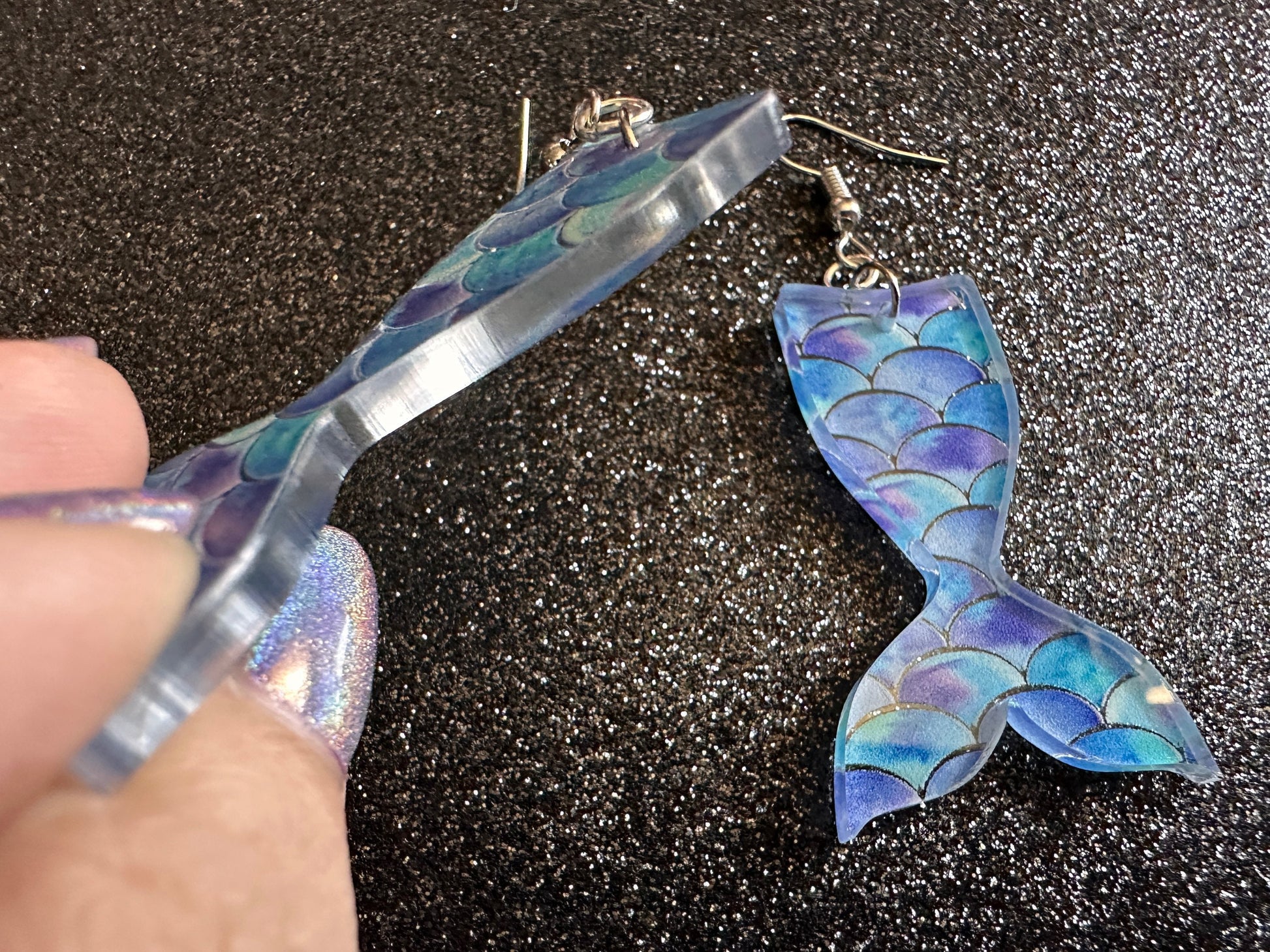 Mermaid Tail Earrings: Lase Cut Acrylic Mermaid Tails, Mermaid Scales, Mermaids, Ocean, Aquatic, Magic, Novelty, Best Gifts for Her/Him/Them