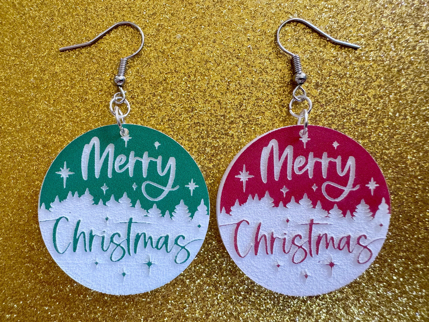 Merry Christmas Earrings: Laser Cut Acrylic Xmas Earrings, X-mas, Winter Holidays, Santa Claus, Snow, Presents, Best Gifts for Her/Him/Them