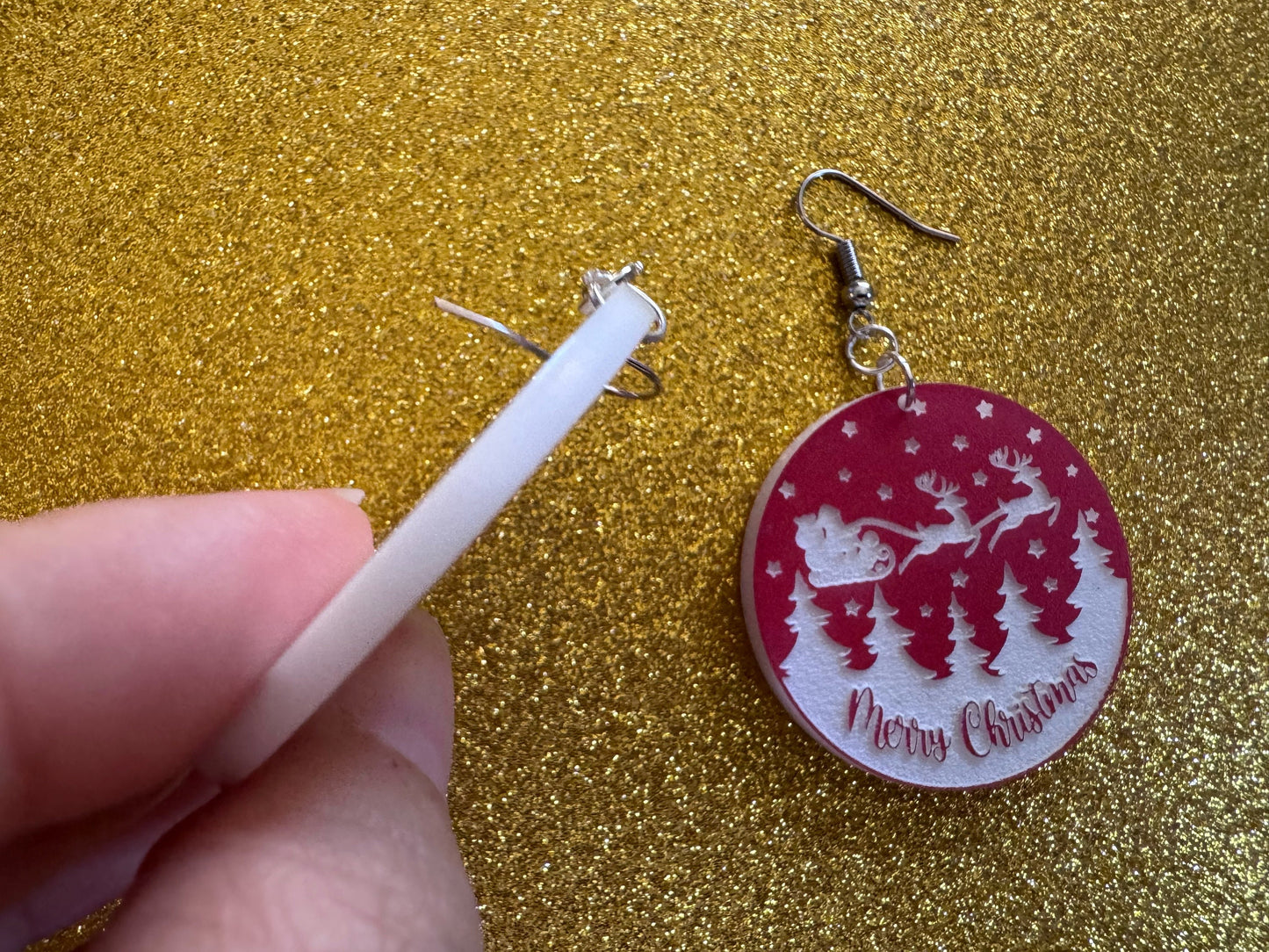 Merry Christmas Earrings: Laser Cut Acrylic Xmas Earrings, X-mas, Winter Holidays, Santa Claus, Snow, Presents, Best Gifts for Her/Him/Them