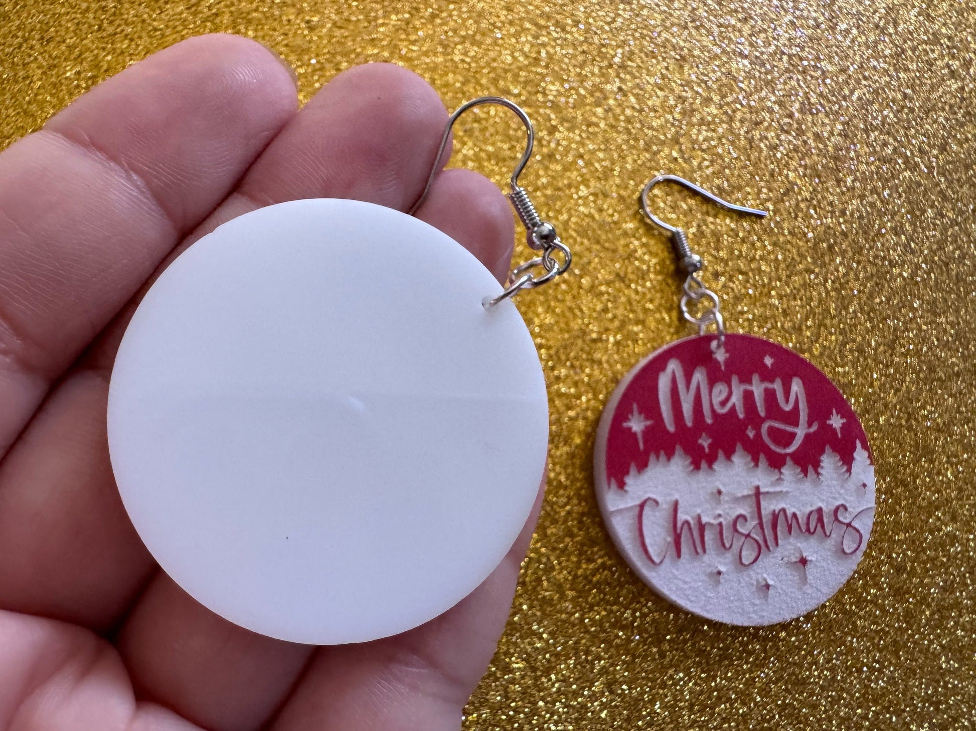 Merry Christmas Earrings: Laser Cut Acrylic Xmas Earrings, X-mas, Winter Holidays, Santa Claus, Snow, Presents, Best Gifts for Her/Him/Them
