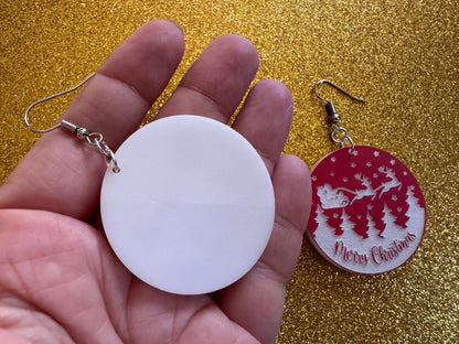 Merry Christmas Earrings: Laser Cut Acrylic Xmas Earrings, X-mas, Winter Holidays, Santa Claus, Snow, Presents, Best Gifts for Her/Him/Them